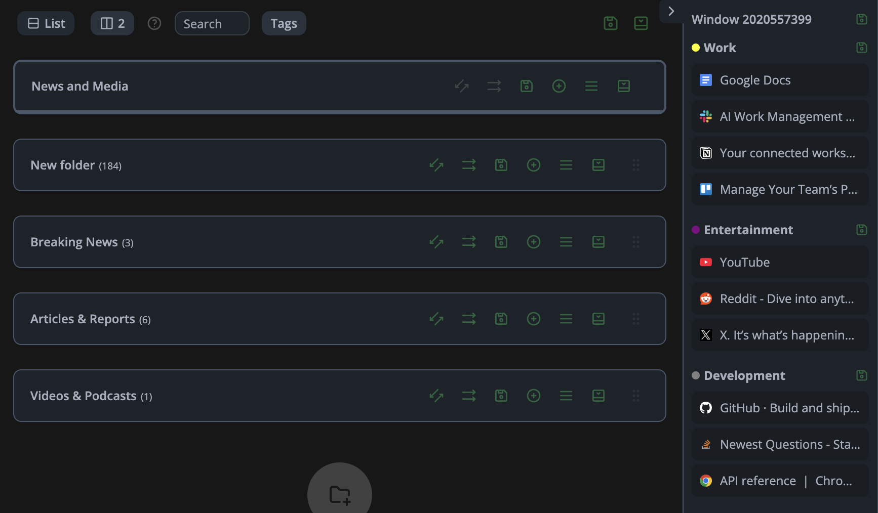 Chrome Groups in Folders
