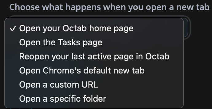 Octab Settings