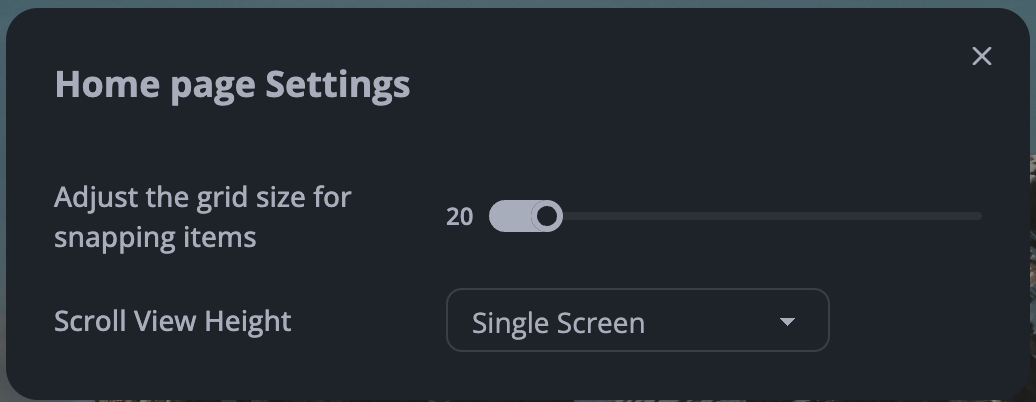 Octab Home Page Settings