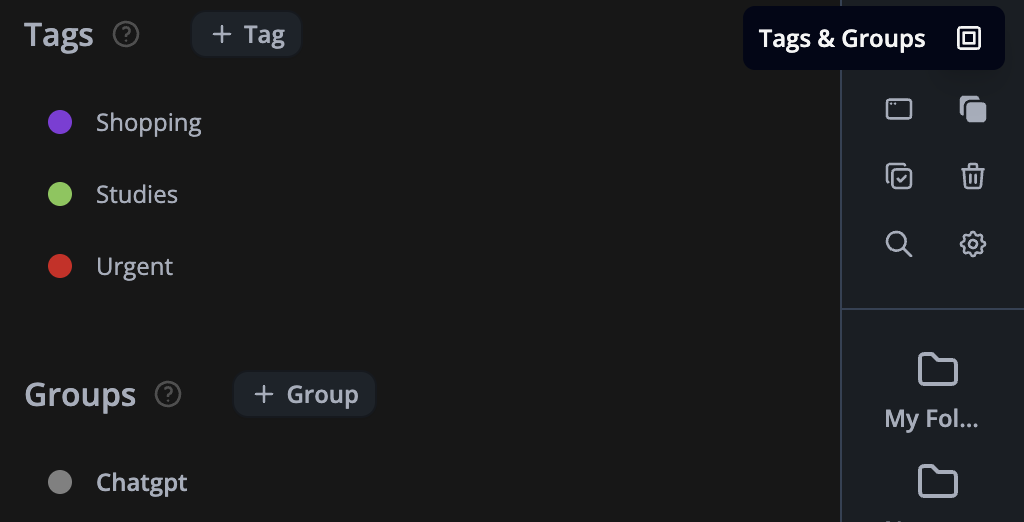 Tags & Groups Management Page
