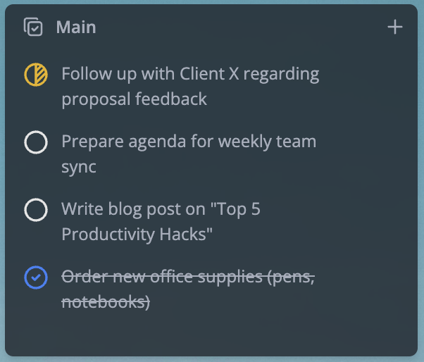 Tasks Widget